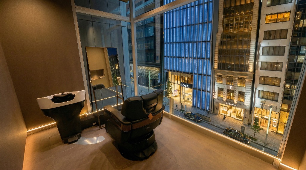 SEAM GINZA 完全個室 シャンプーブース 銀座の夜景